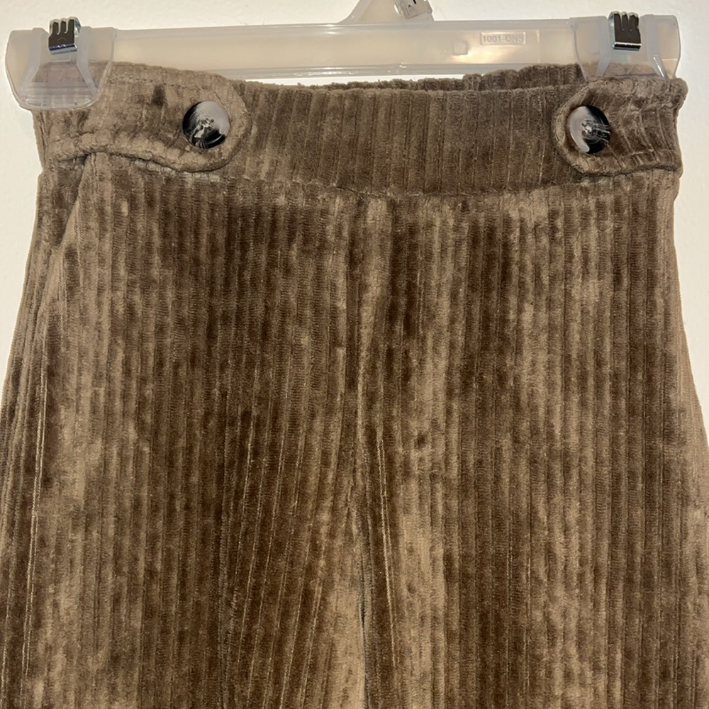 Zara Brown soft Corduroy Wide-Leg Pants Girl 6 - Picture 3 of 6